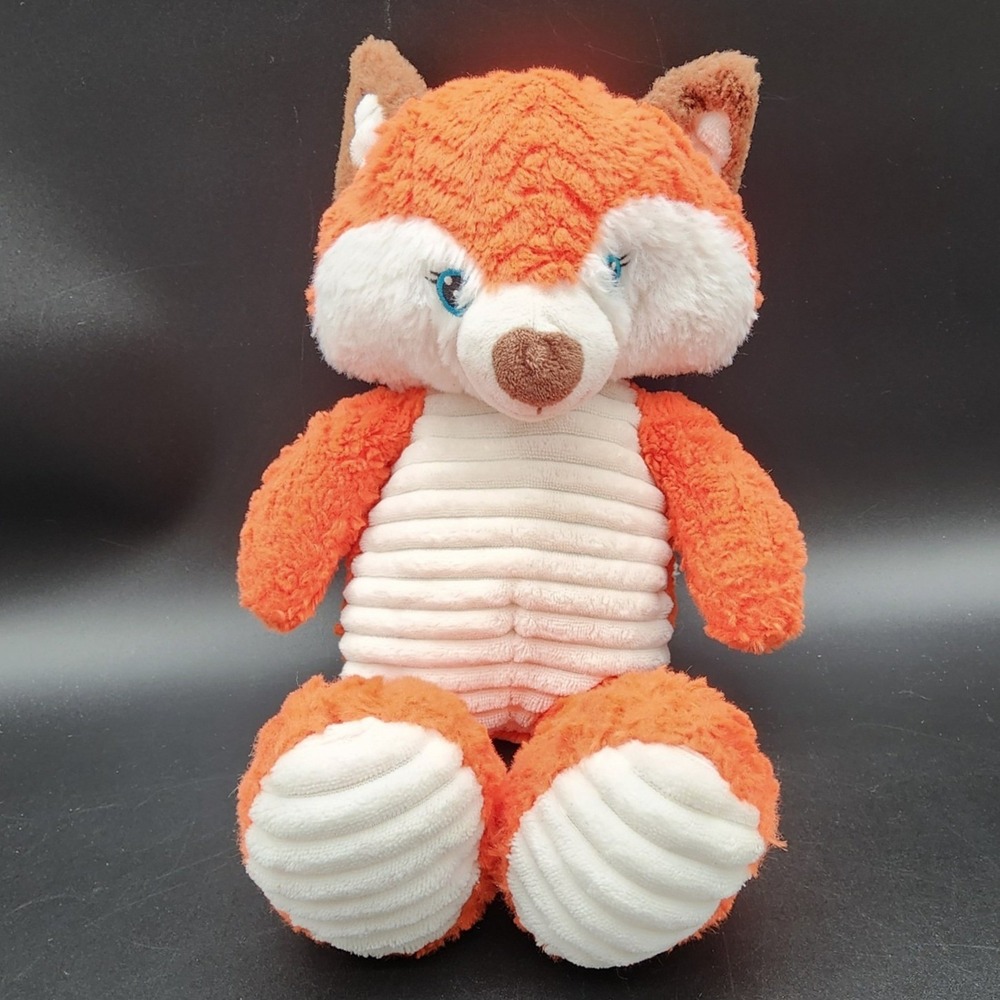 Spark Create Imagine Orange Fox Plush Rattle Ribbed Corduroy Belly Woodland